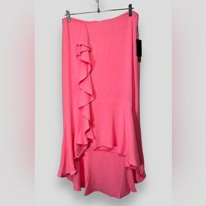 MAREE POUR TOI Linen Blend Ruffle High Lo Pencil Skirt Pink Abailable in 12 & 16